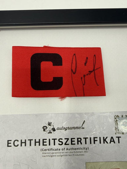 Kapitänsbinde Franck Ribéry signiert im Rahmen Bayern München Fußball Autogramm