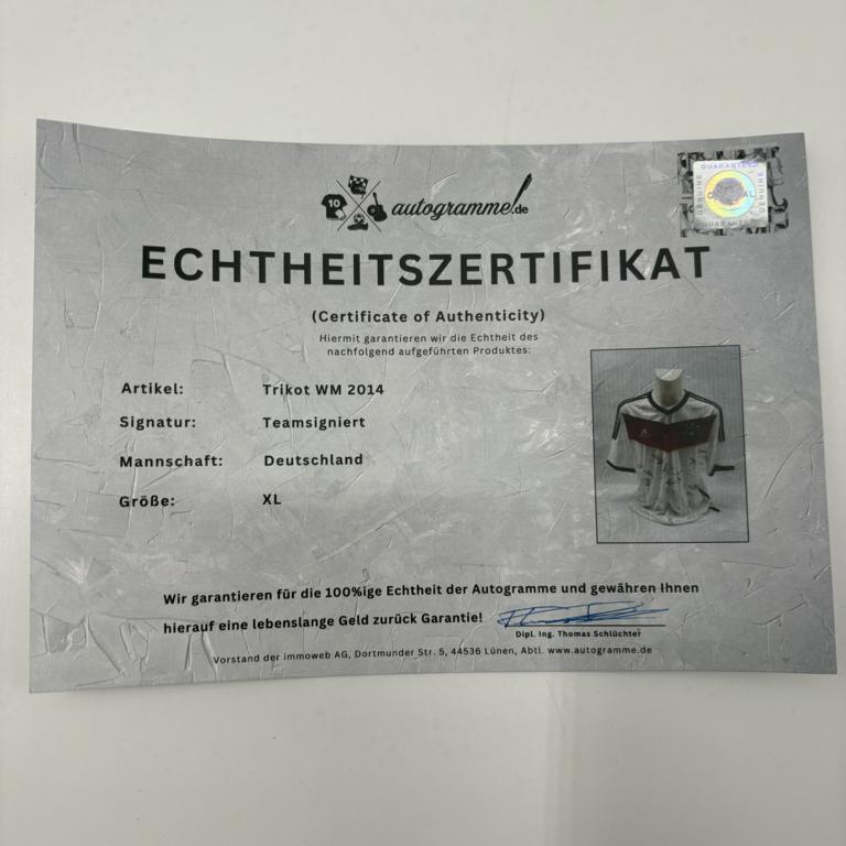 Deutschland Trikot WM 2014 Teamsigniert Autogramm DFB Weltmeister Adidas XL