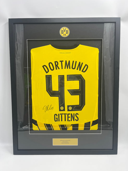 Borussia Dortmund Trikot Jamie Gittens signiert im Rahmen Puma BVB