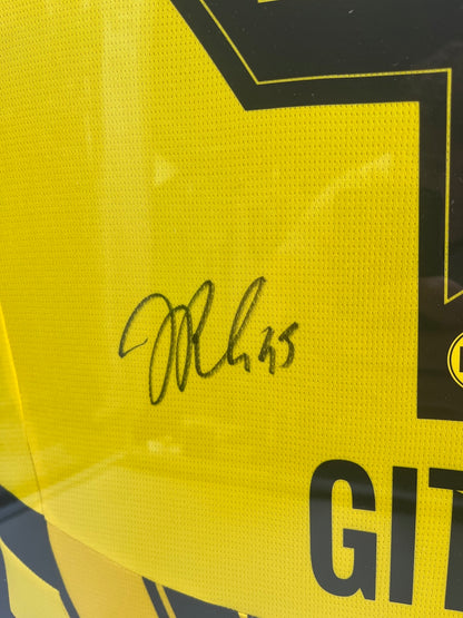 Borussia Dortmund jersey signed by Jamie Gittens in a Puma BVB frame