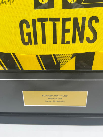 Borussia Dortmund jersey signed by Jamie Gittens in a Puma BVB frame