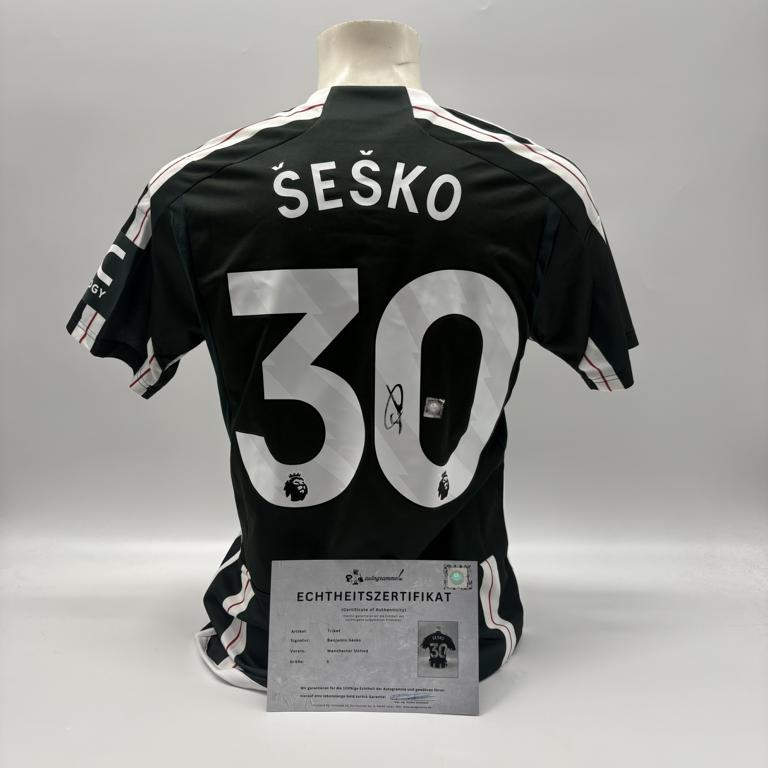 Manchester United Trikot Benjamin Sesko signiert Autogramm Adidas COA S