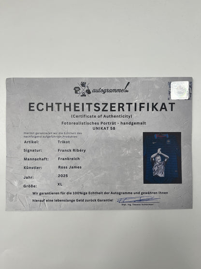 Frankreich Trikot Portrait Franck Ribery handgemalt und signiert Nike XL