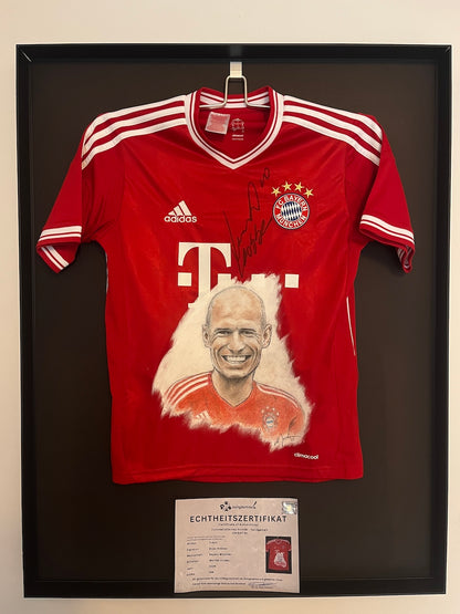 Bayern München Trikot Portrait Arjen Robben handgemalt und signiert 164