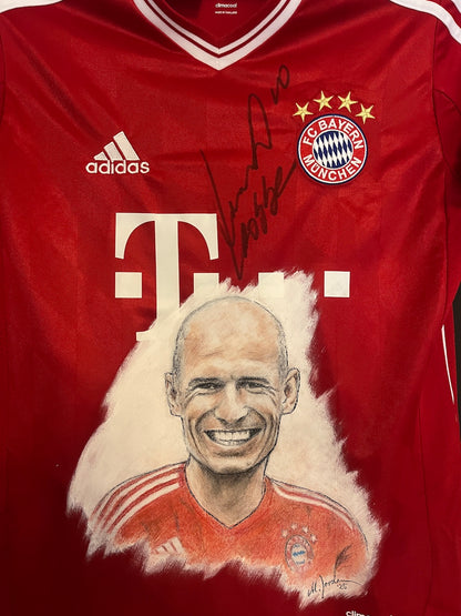 Bayern München Trikot Portrait Arjen Robben handgemalt und signiert 164