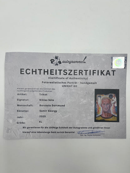 Borussia Dortmund Trikot Portrait Niklas Süle handgemalt und signiert BVB