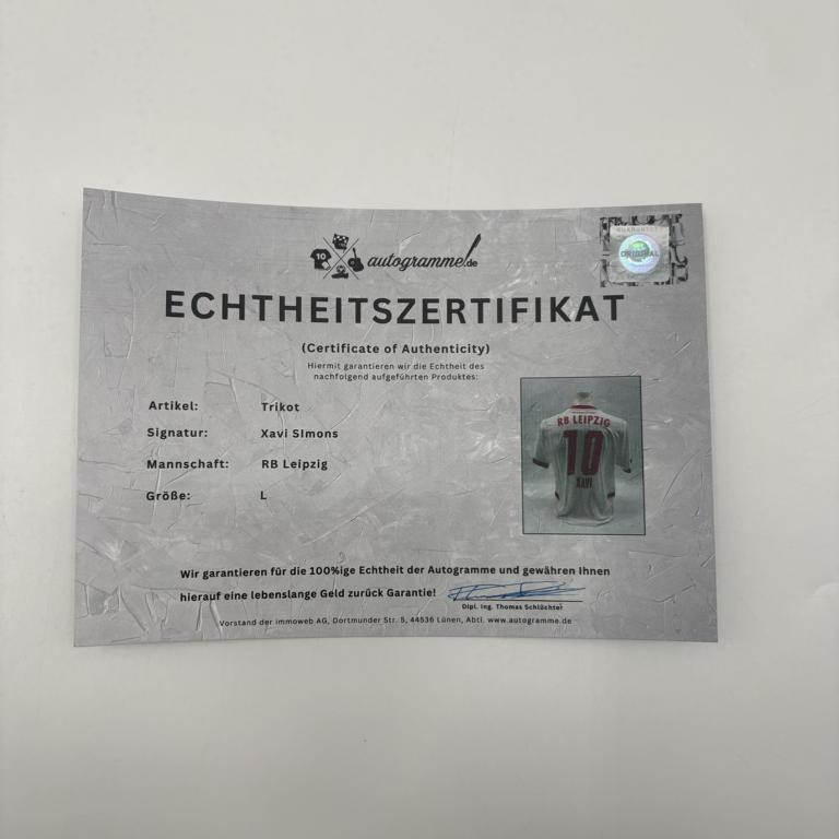 RB Leipzig Trikot Xavi Simons signiert Autogramm Puma COA L