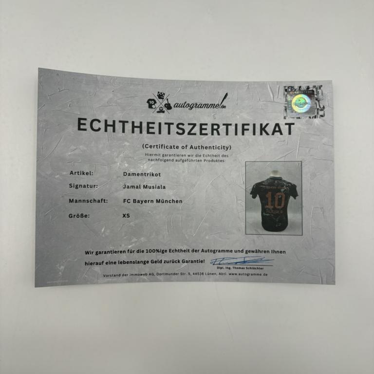 Bayern München Damentrikot Jamal Musiala signiert Autogramm Adidas COA XS