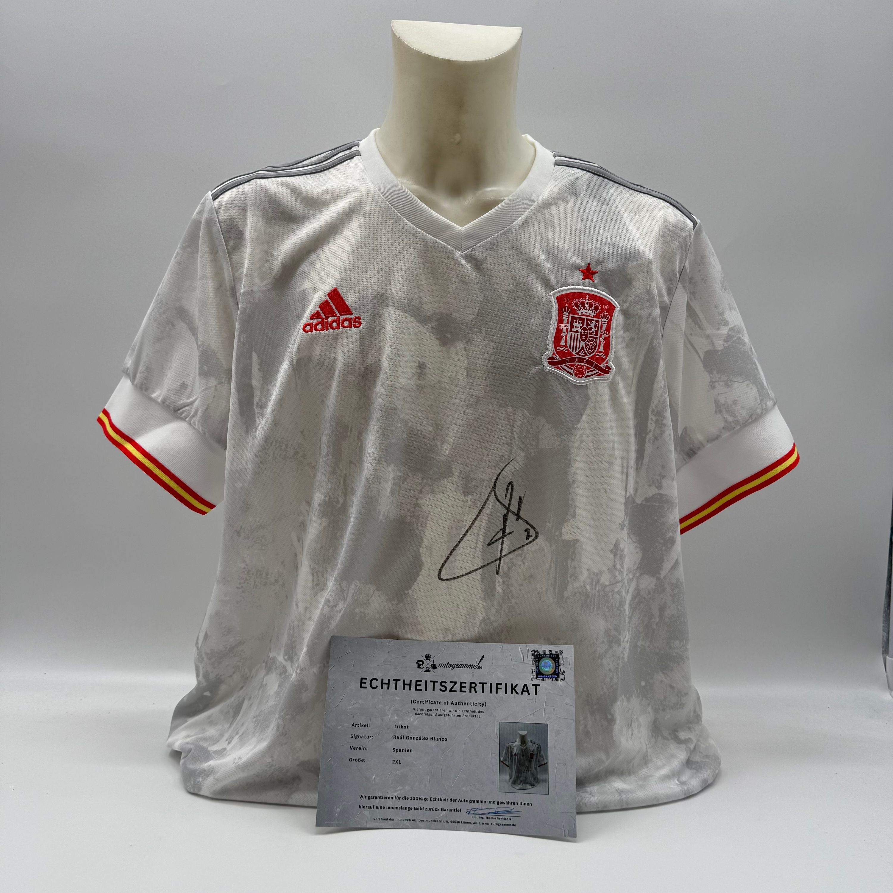 Spanien Trikot Raul signiert COA Autogramm neu 2XL