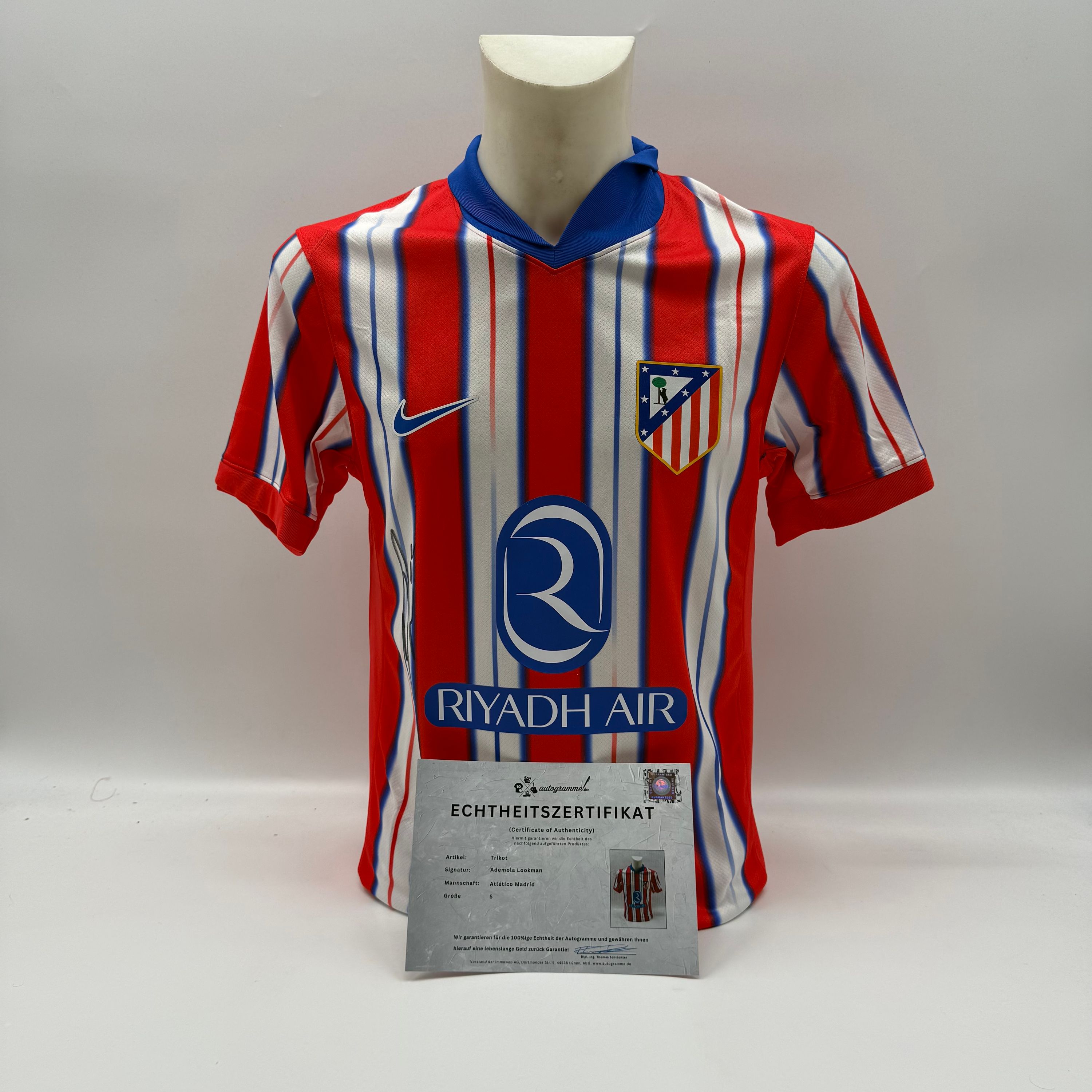 Atletico Madrid Trikot COA Ademola Lookman signiert Autogramm Nike S
