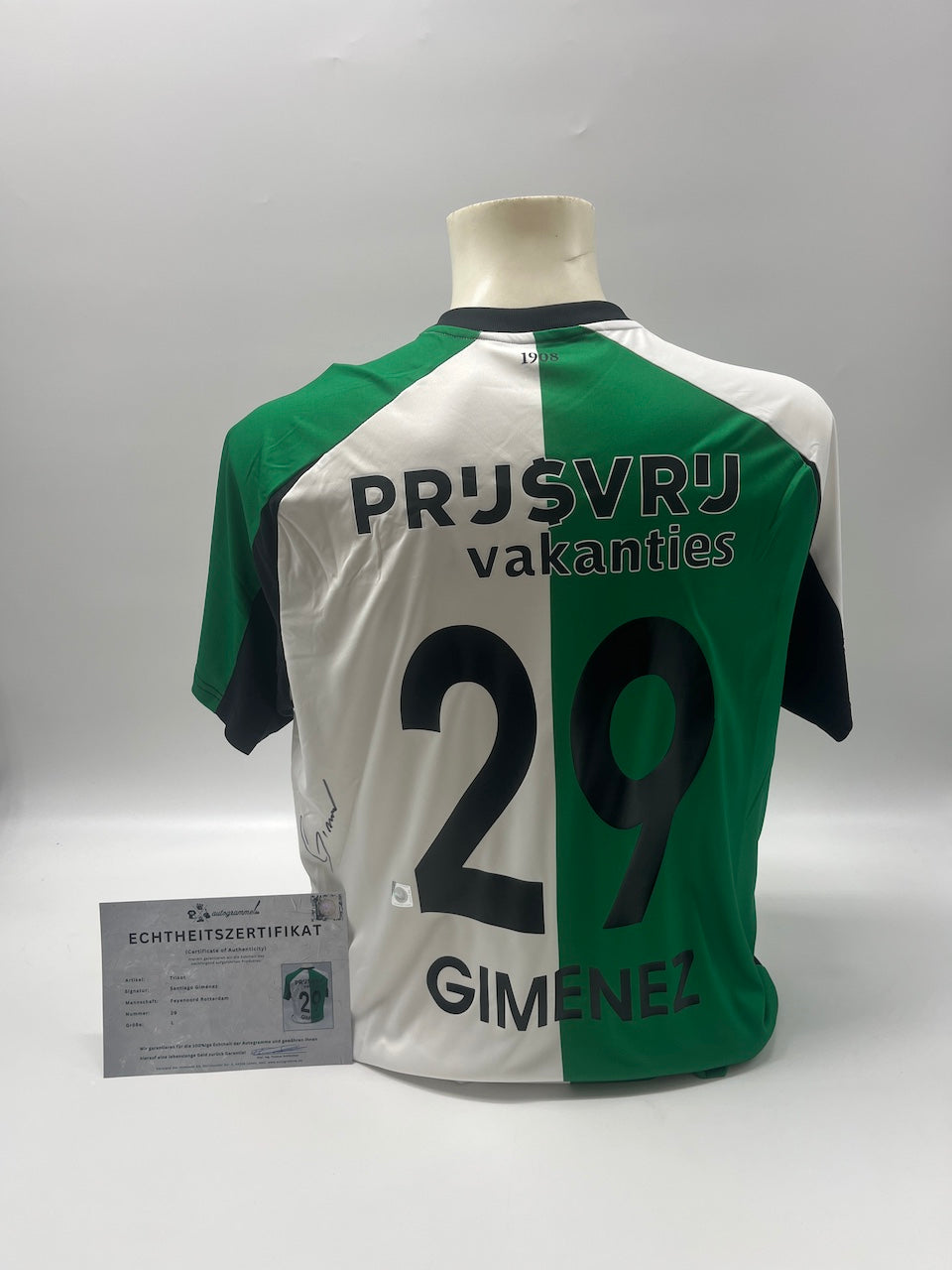Feyenoord Rotterdam jersey signed by Santiago Giménez, autographed COA L