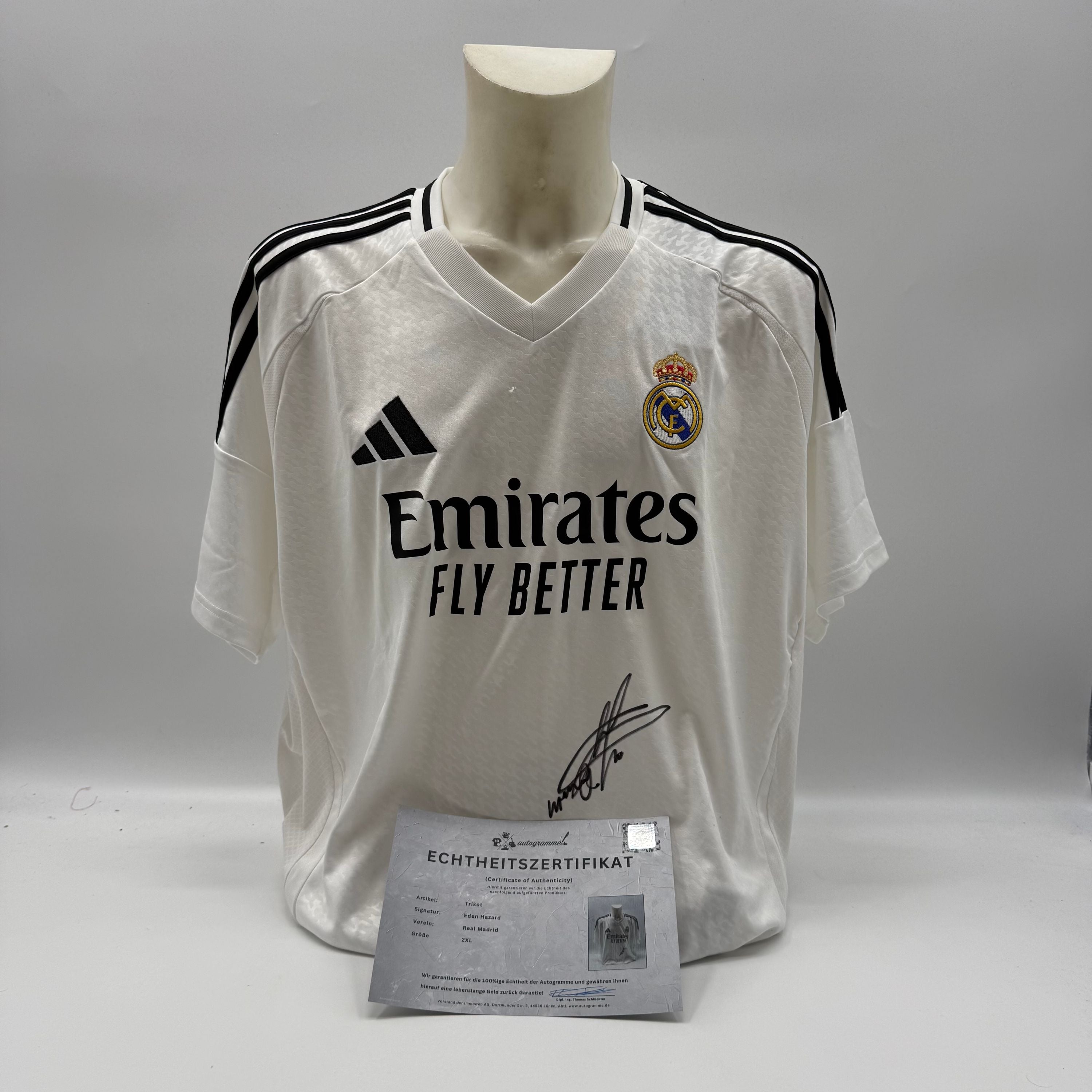 Real Madrid Trikot Eden Hazard signiert Autogramm Adidas COA XXL