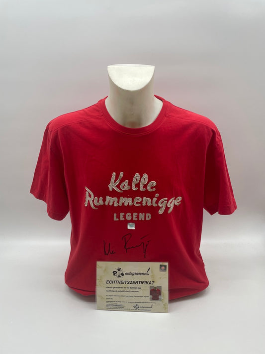 Bayern München T-Shirt Karl-Heinz Rummenigge signiert Autogramme Bundesliga XL