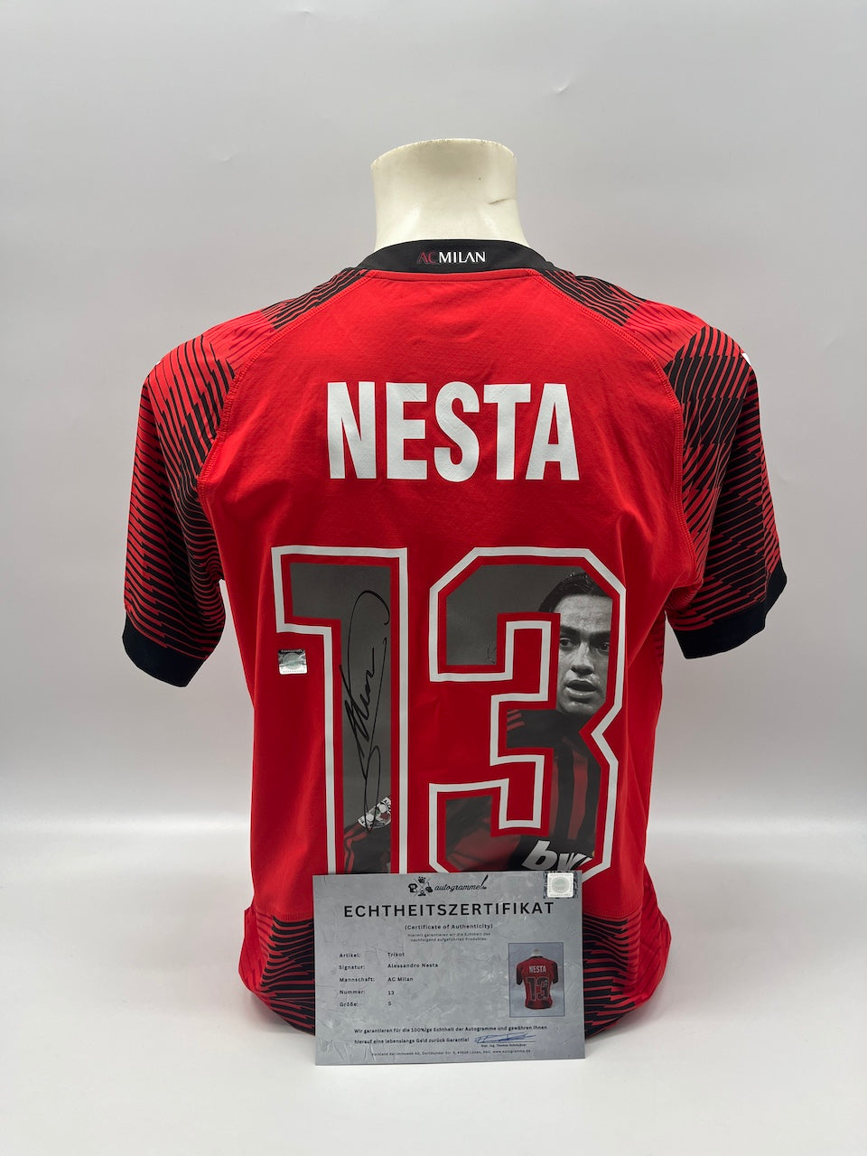 AC Milan jersey signed by Alessandro Nesta, autographed, Puma COA M