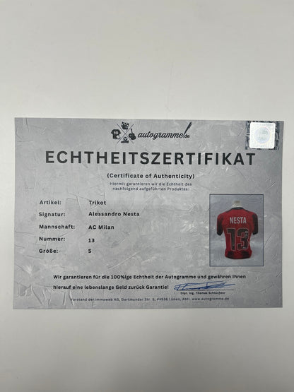 AC Milan jersey signed by Alessandro Nesta, autographed, Puma COA M