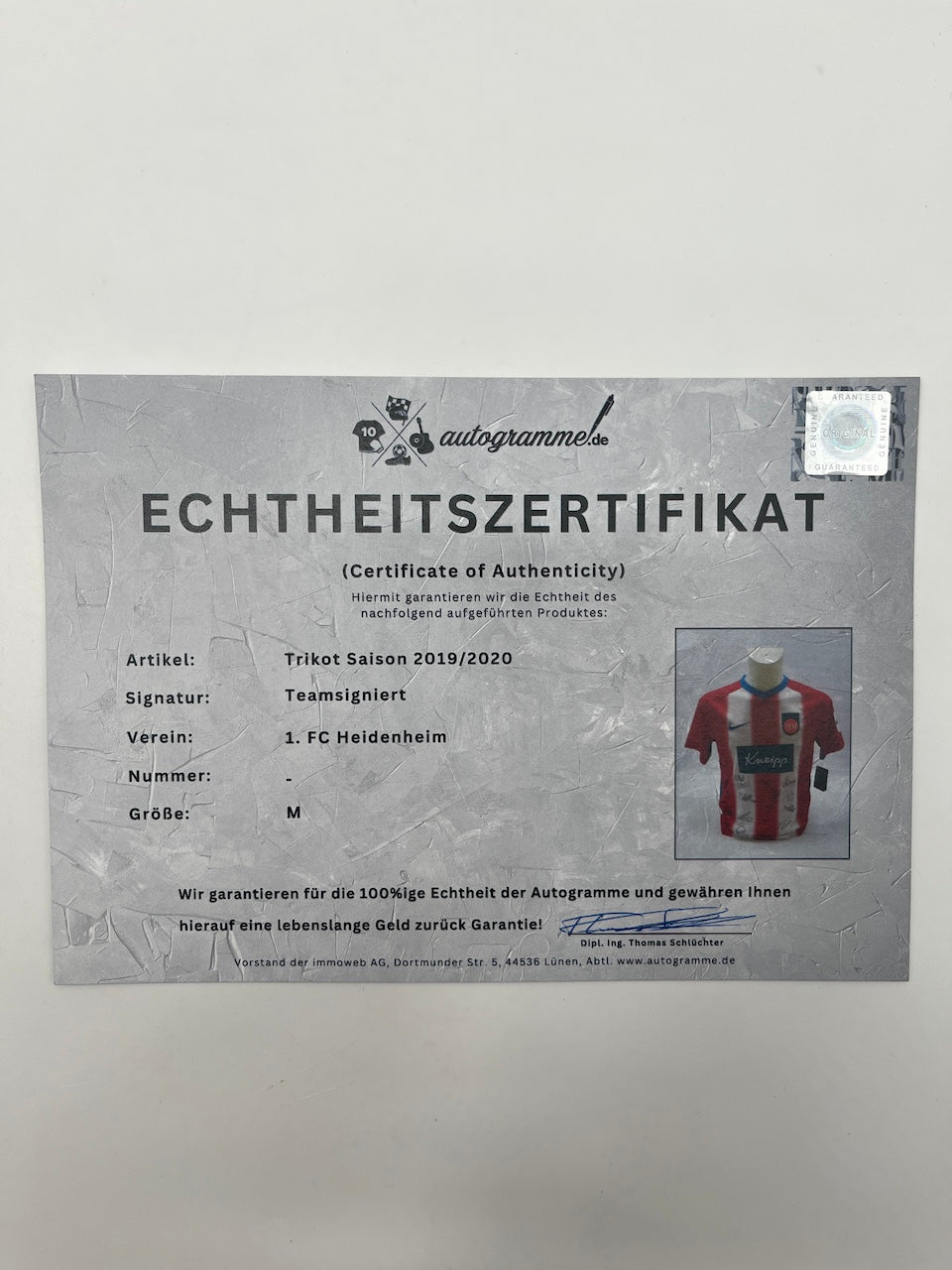 FC Heidenheim Trikot 2019/2020 Teamsigniert COA Nike M