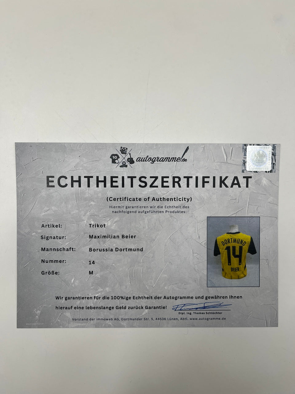 Borussia Dortmund Authentic Trikot Maximilian Beier signiert BVB Puma M
