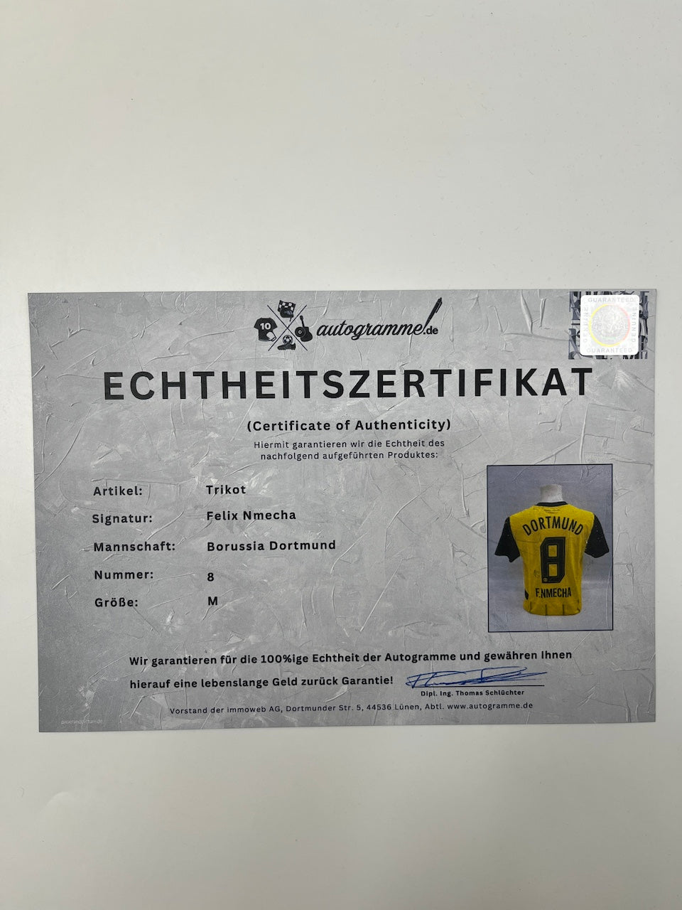 Borussia Dortmund Authentic Trikot Felix Nmecha signiert BVB Puma M