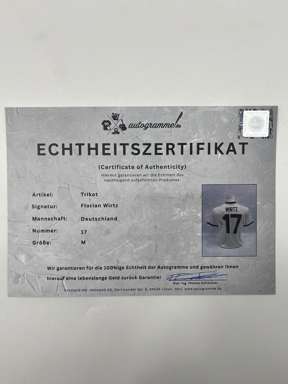DFB Trikot Florian Wirtz signiert Adidas COA Deutschland Autogramm M