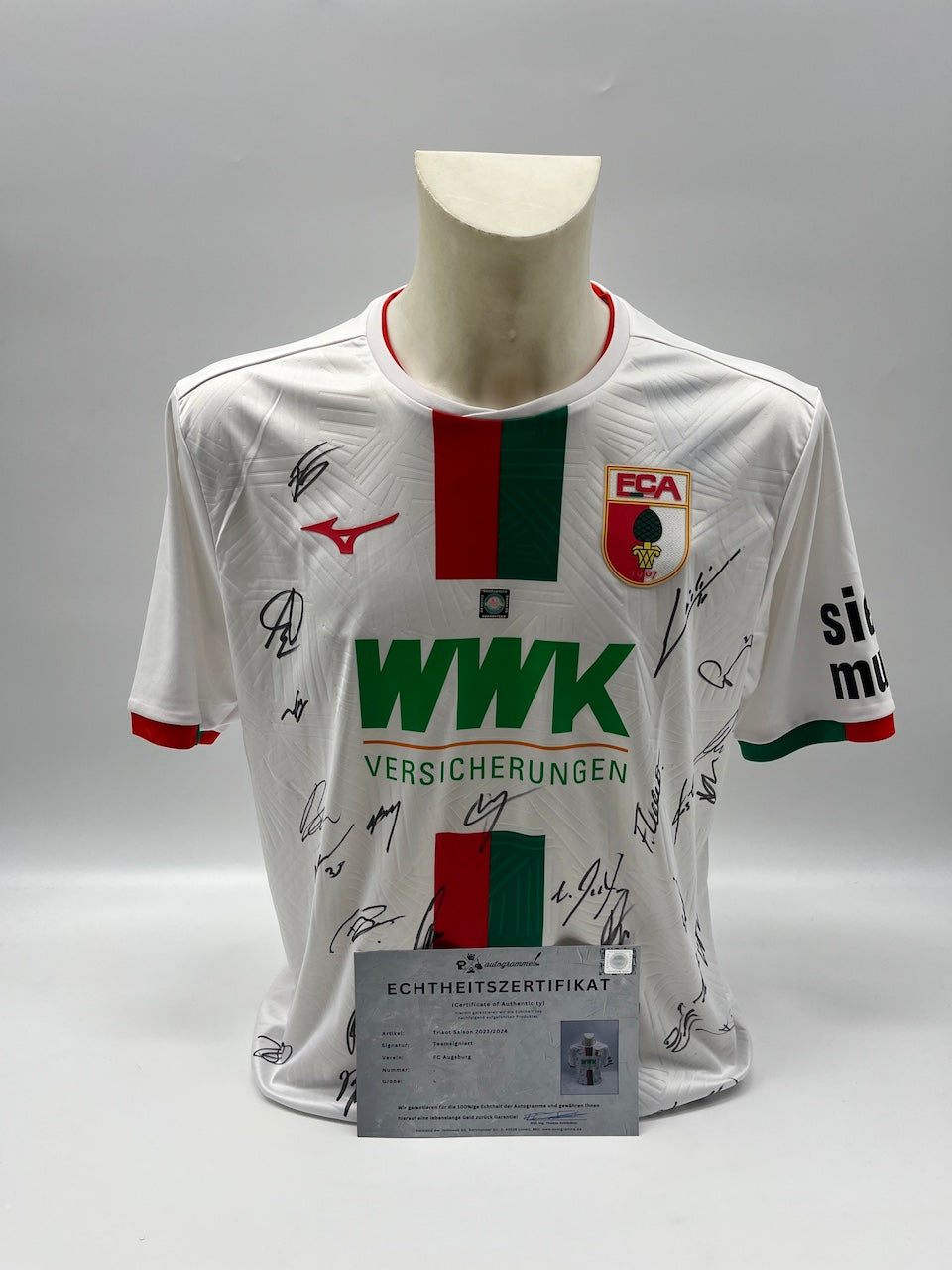 FC Augsburg Trikot 2023/2024 Teamsigniert COA Bundesliga L