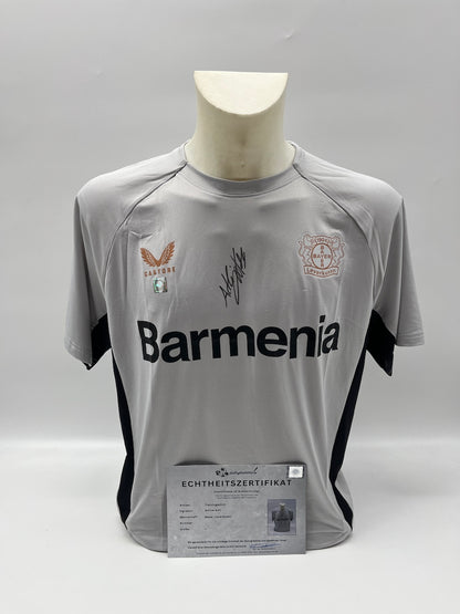 Bayer Leverkusen training shirt signed by Amine Adli, Castore L
