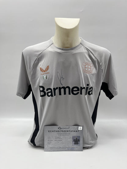 Bayer Leverkusen Trainingsshirt Exequiel Palacios signiert Castore L