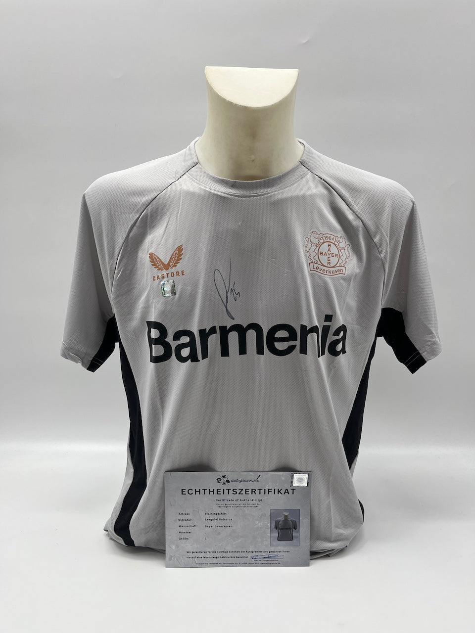 Bayer Leverkusen training shirt Exequiel Palacios signed Castore L