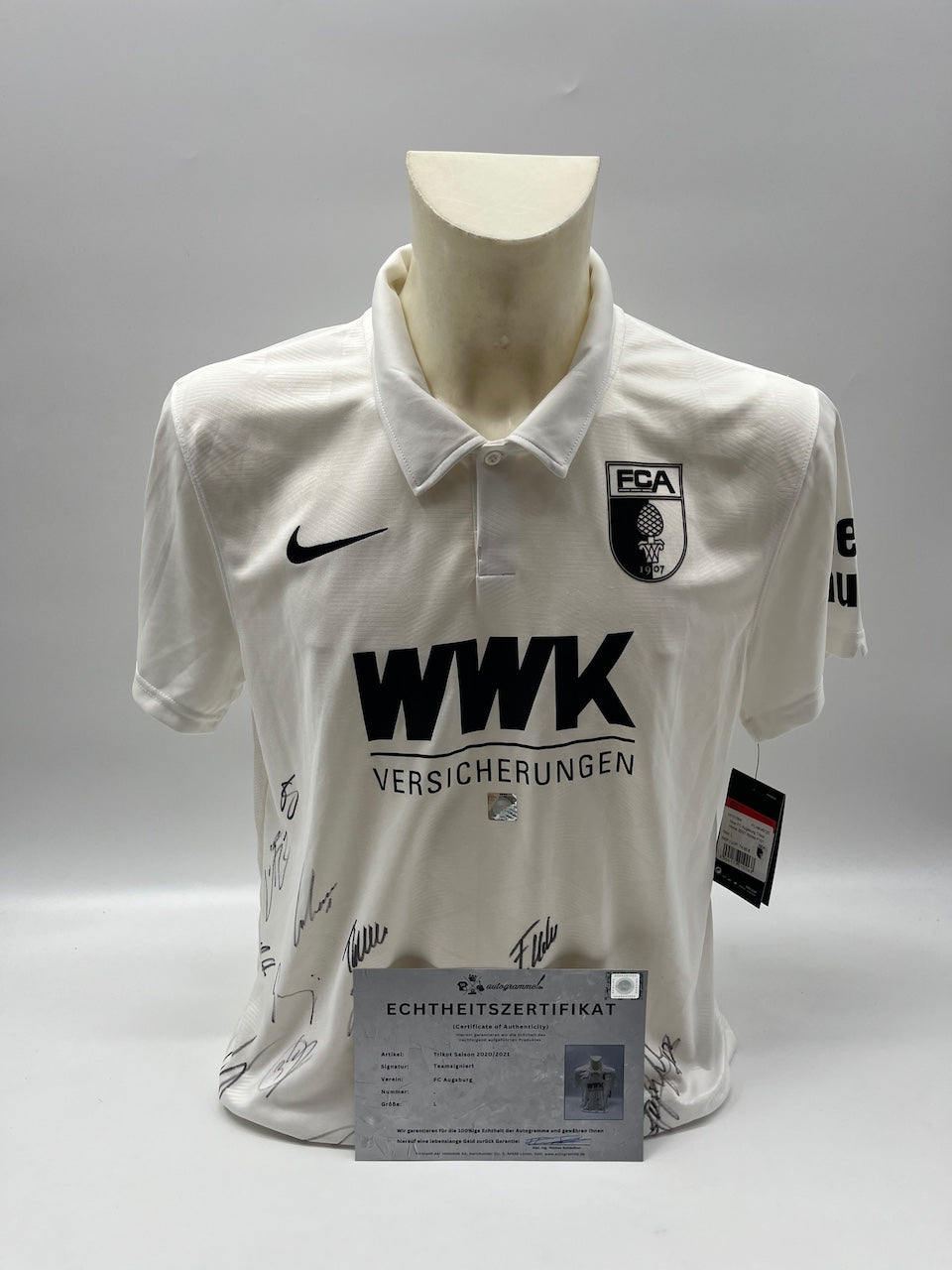 FC Augsburg Trikot 2020/2021 Teamsigniert COA Nike L