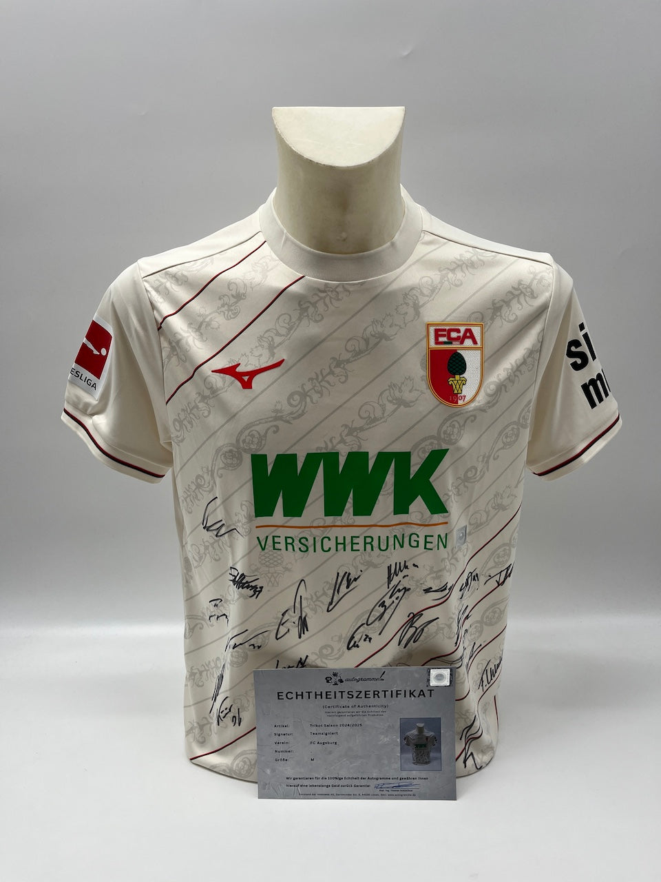 FC Augsburg Trikot 2024/2025 Teamsigniert COA Bundesliga M