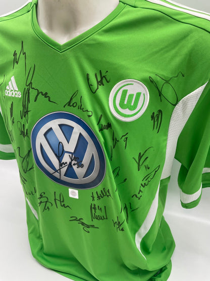 VfL Wolfsburg jersey 2011/2012 team signed autograph adidas coa l