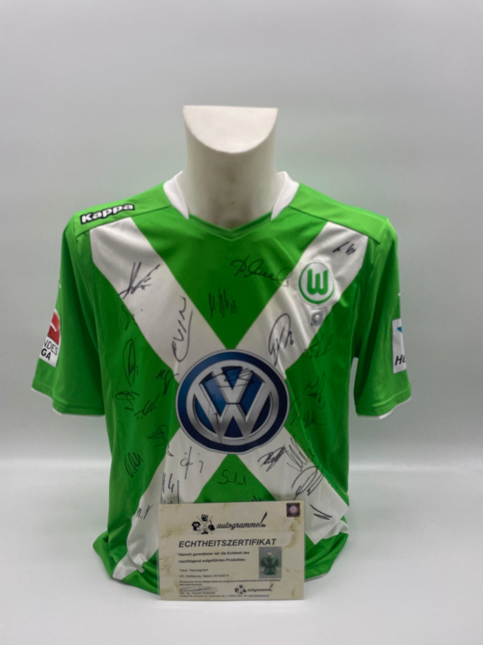 VFL Wolfsburg Trikot 2014/2015 Teamsigniert Autogramm Kappa COA L