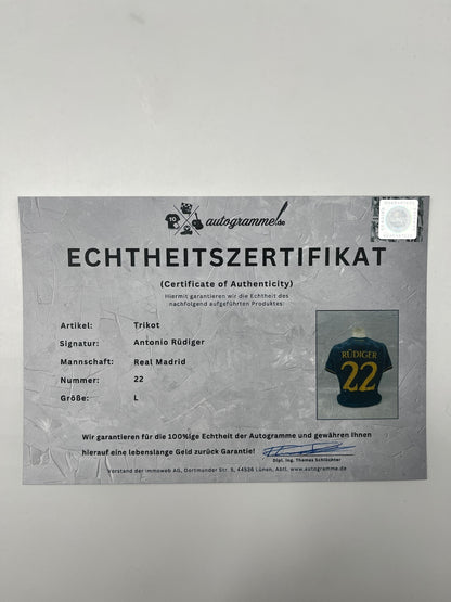 Real Madrid Trikot Antonio Rüdiger signiert Autogramm Adidas COA L