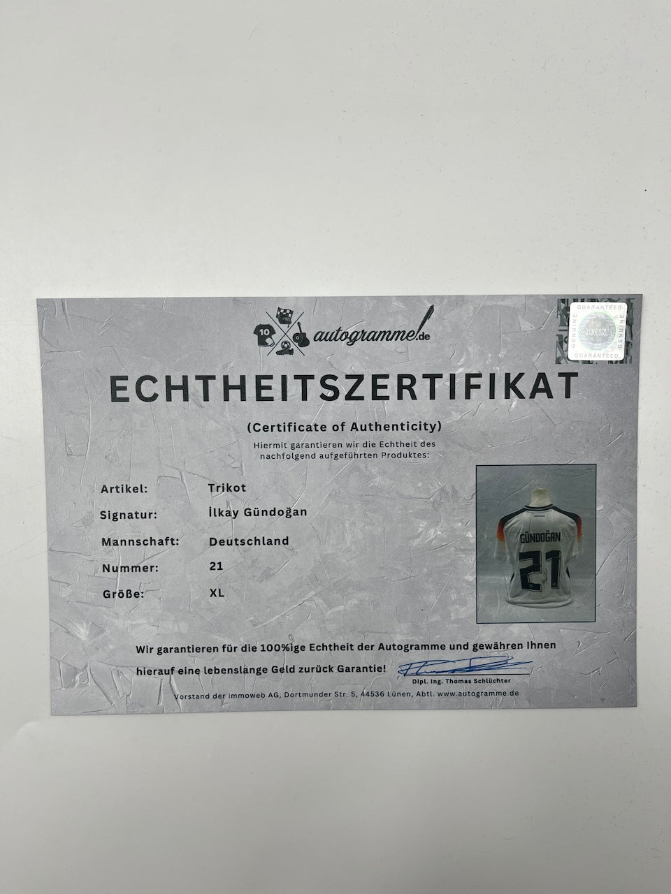 DFB Trikot Ilkay Gündogan signiert Deutschland Autogramm COA XL