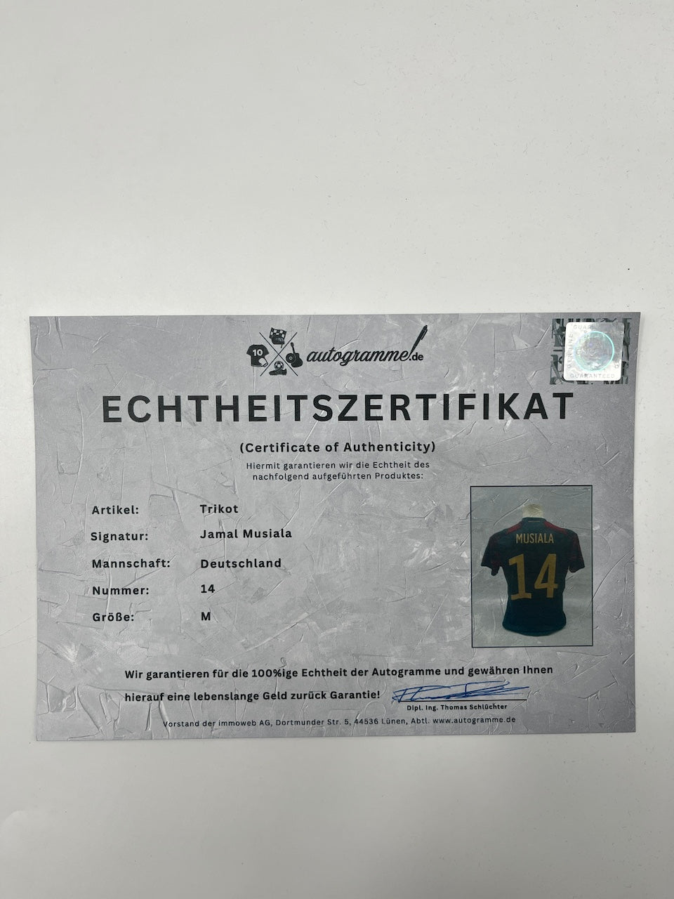 DFB jersey Jamal Musiala signed autograph Adidas COA M