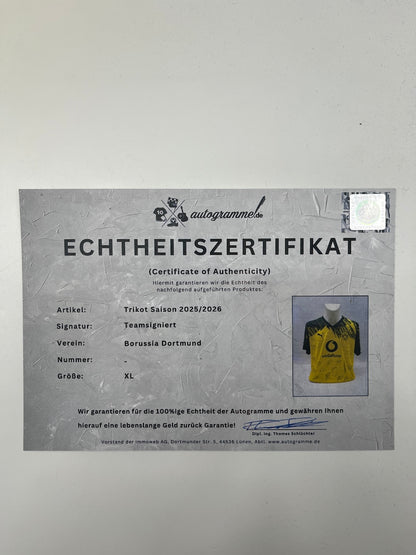 BVB Trikot 2025/2026 Teamsigniert Borussia Dortmund COA Puma XL