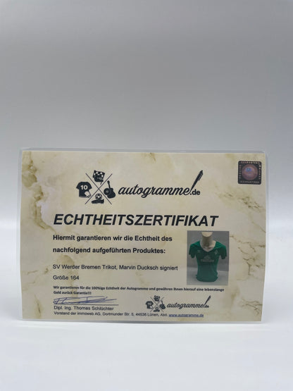 Werder Bremen Frauentrikot Marvin Duksch signiert Autogramm Umbro Neu COA 164