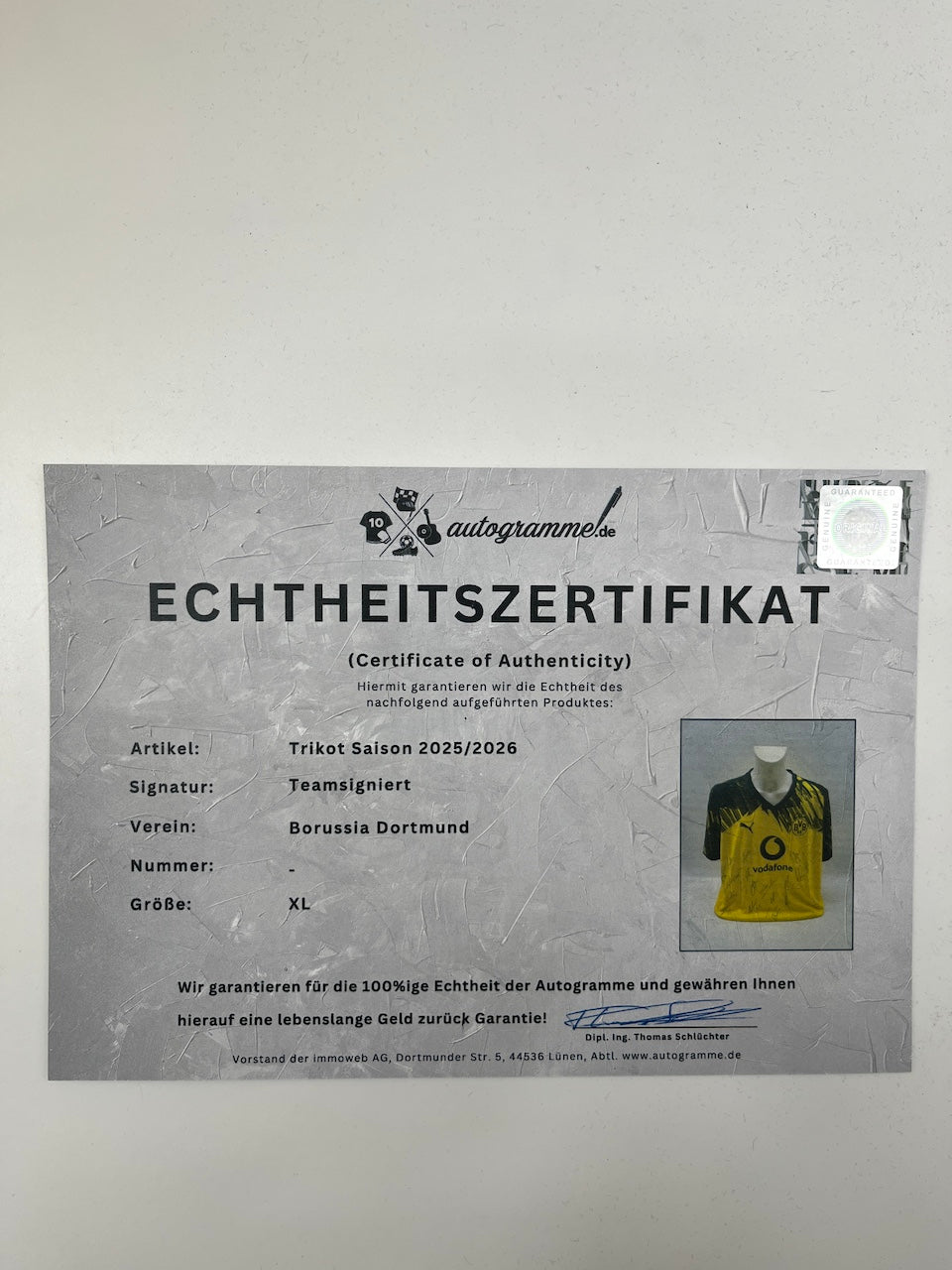 BVB Trikot 2025/2026 Teamsigniert Borussia Dortmund neu Puma XL