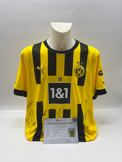 BVB jersey 2022/2023 team signed Borussia Dortmund COA Puma Bellingham XXL