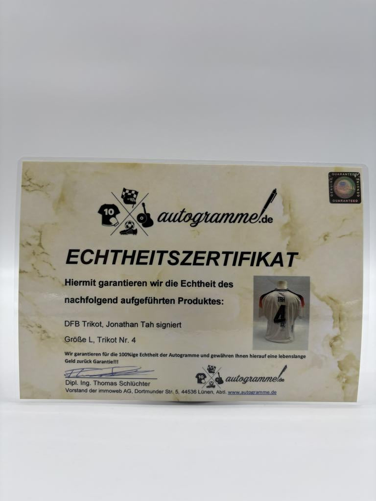 DFB Trikot Jonathan Tah signiert Autogramme Deutschland Adidas L