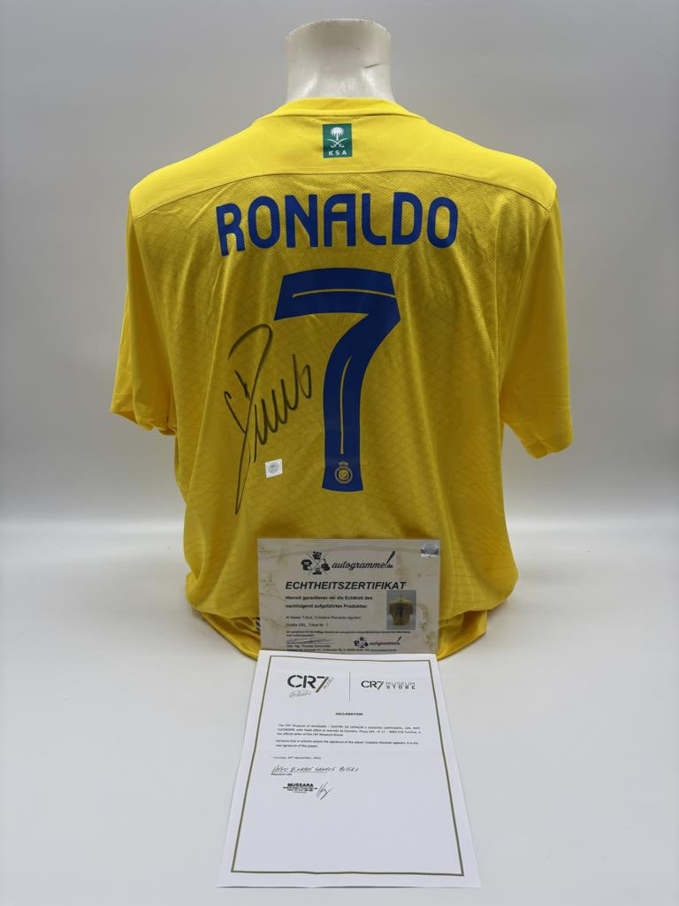 Al Nassr FC Trikot Cristiano Ronaldo signiert Autogramm COA Fußball  XXL