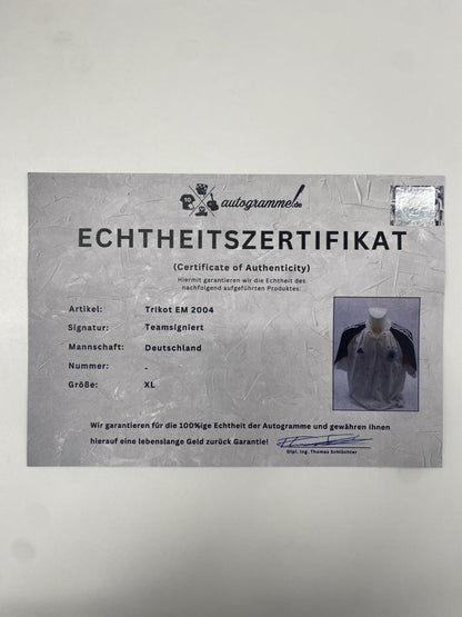 Deutschland Trikot EM 2004 Teamsigniert DFB Adidas XL