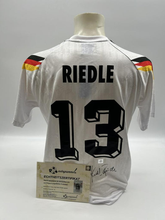 Deutschland Repro Trikot WM 1990 Karl-Heinz Riedle signiert DFB Neu Adidas L