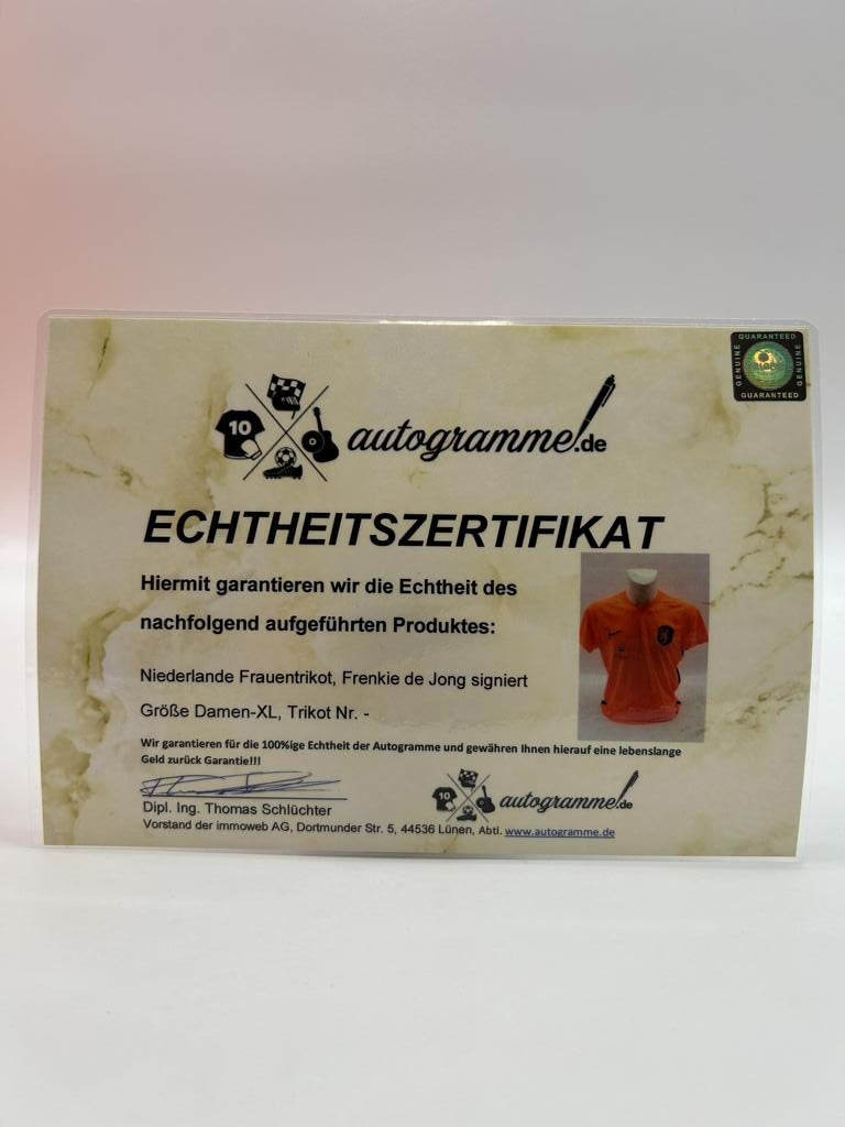 Netherlands Women's jersey Frenkie de Jong signed autograph Holland Nike XL