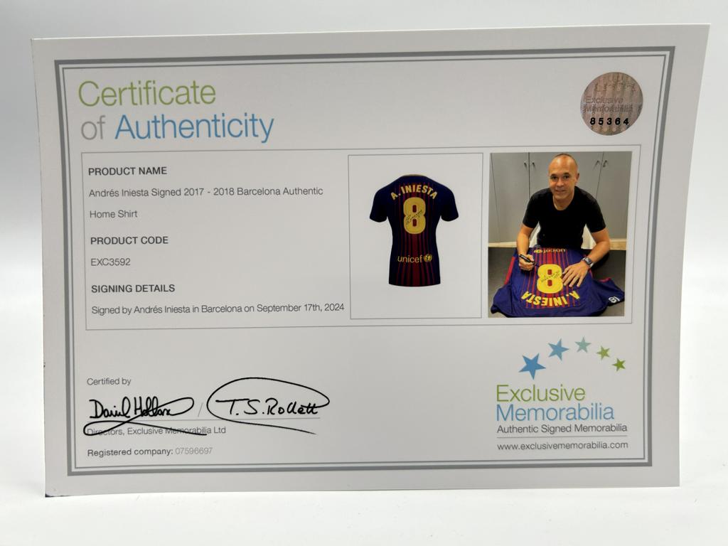 FC Barcelona Trikot Andres Iniesta signiert Autogramm LaLiga Nike COA S