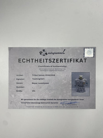 Bayer Leverkusen Trikot 2018/2019 Teamsigniert Autogramm COA Jako 2XL