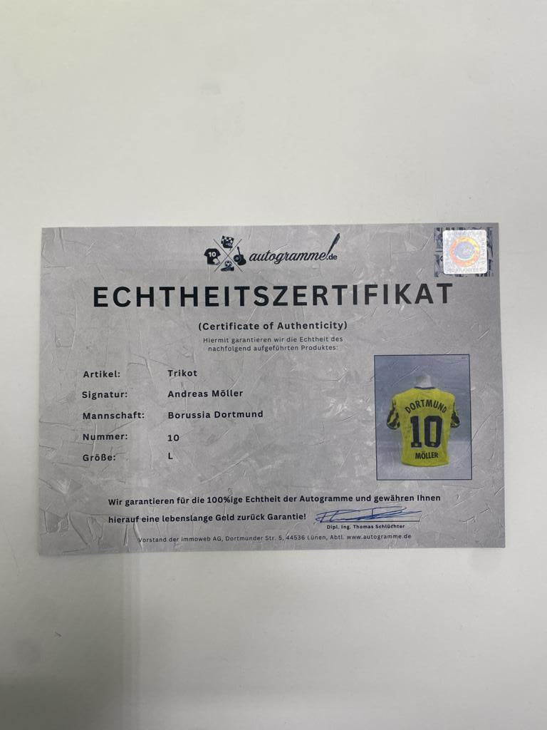 Borussia Dortmund Trikot Andreas Möller signiert Puma COA  Autogramm L