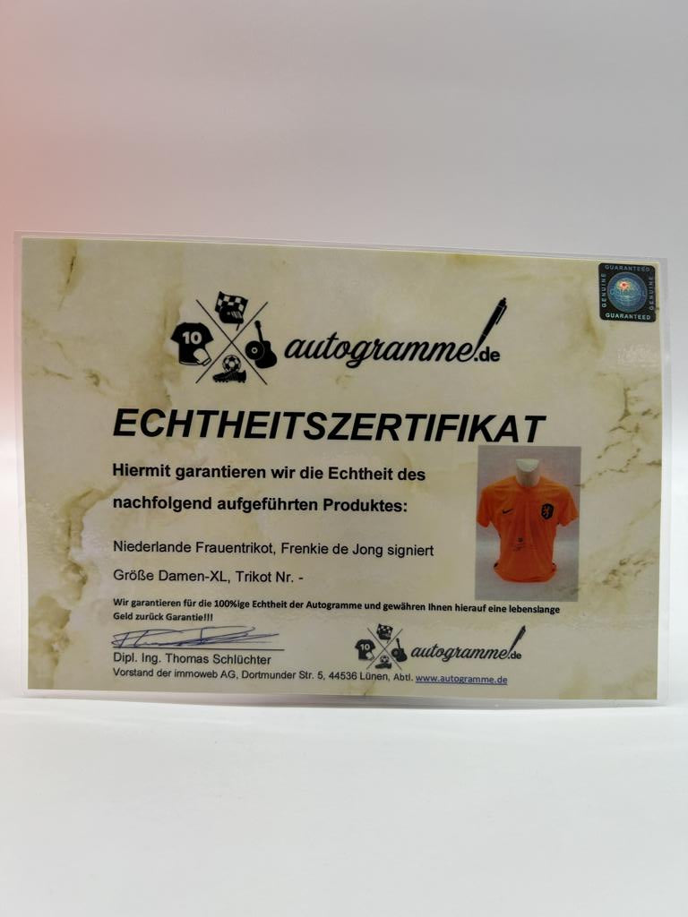 Netherlands Women's jersey Frenkie de Jong signed autograph Holland XL