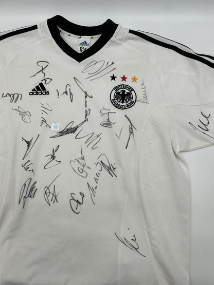 Deutschland Trikot WM 2002 Teamsigniert DFB Fußball Autogramm COA Adidas L