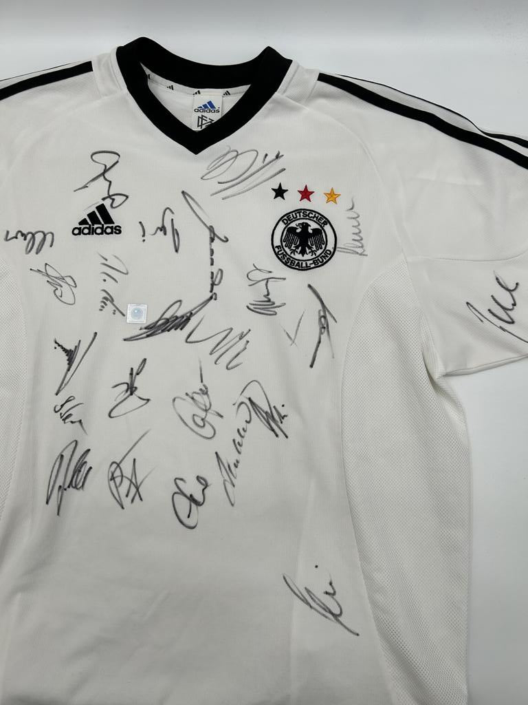 Deutschland Trikot WM 2002 Teamsigniert DFB Fußball Autogramm COA Adidas L