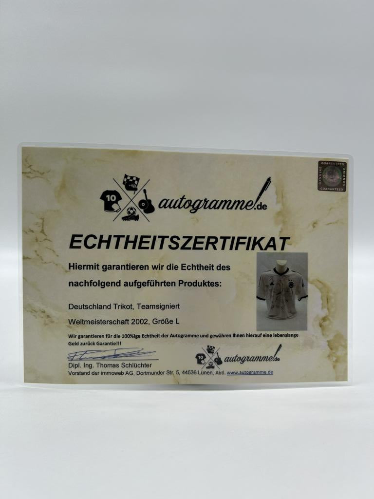 Deutschland Trikot WM 2002 Teamsigniert DFB Fußball Autogramm COA Adidas L